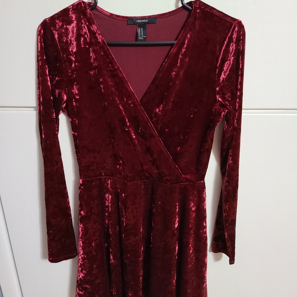 Burgundy velvet dress